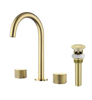 KIBI USA KBF1026BG Circular X 8" Bathroom Sink Widespread Faucet with Drain Assembly in Brushed Gold