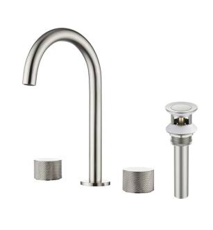 KIBI USA KBF1026BN Circular X 8" Bathroom Sink Widespread Faucet with Drain Assembly in Brushed Nickel