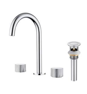 KIBI USA KBF1026CH Circular X 8" Bathroom Sink Widespread Faucet with Drain Assembly in Chrome