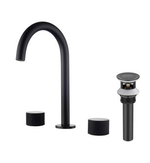 KIBI USA KBF1026MB Circular X 8" Bathroom Sink Widespread Faucet with Drain Assembly in Matte Black
