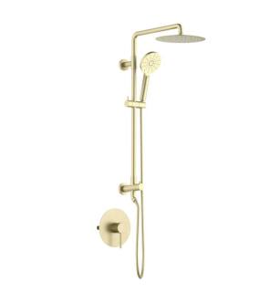 KIBI USA KSC403BG Circular Pressure Balanced 2 Function Shower Column with Rough In Valve in Brushed Gold