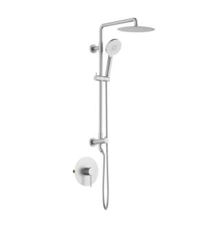 KIBI USA KSC403BN Circular Pressure Balanced 2 Function Shower Column with Rough In Valve in Brushed Nickel