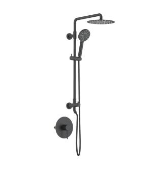 KIBI USA KSC403MB Circular Pressure Balanced 2 Function Shower Column with Rough In Valve in Matte Black