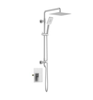 KIBI USA KSC404BN Cube Pressure Balanced 2 Function Shower Column with Rough In Valve in Brushed Nickel