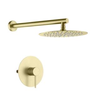 KIBI USA KSF407BG Circular Pressure Balanced Single Function Shower System with Rough In Valve in Brushed Gold