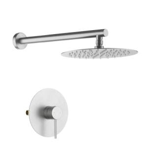 KIBI USA KSF407BN Circular Pressure Balanced Single Function Shower System with Rough In Valve in Brushed Nickel