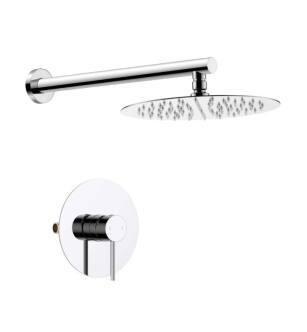 KIBI USA KSF407CH Circular Pressure Balanced Single Function Shower System with Rough In Valve in Chrome