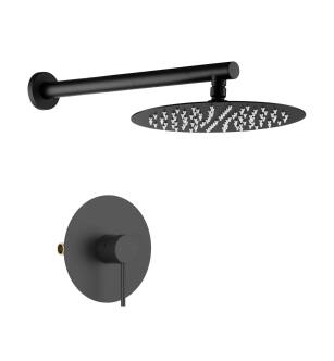 KIBI USA KSF407MB Circular Pressure Balanced Single Function Shower System with Rough In Valve in Matte Black