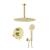 KIBI USA KSF408BG Circular Pressure Balanced Ceiling Mounted 2 Function Shower System with Rough In Valve in Brushed Gold