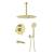 KIBI USA KSF409BG Circular Pressure Balanced Ceiling Mounted 3 Function Shower System with Rough In Valve in Brushed Gold