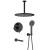 KIBI USA KSF409MB Circular Pressure Balanced Ceiling Mounted 3 Function Shower System with Rough In Valve in Matte Black