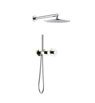 KIBI USA KSF410CH Circular 2 Function Thermostatic Shower System With Rough In Valve in Chrome