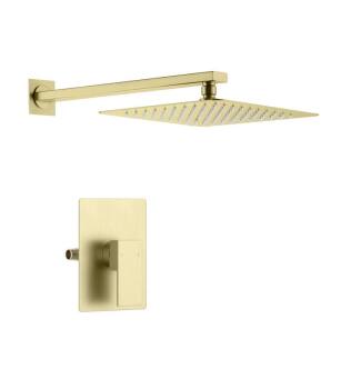 KIBI USA KSF411BG Cube Pressure Balanced Single Function Shower System with Rough In Valve in Brushed Gold