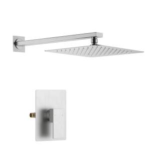 KIBI USA KSF411BN Cube Pressure Balanced Single Function Shower System with Rough In Valve in Brushed Nickel
