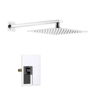 KIBI USA KSF411CH Cube Pressure Balanced Single Function Shower System with Rough In Valve in Chrome