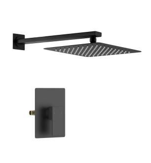 KIBI USA KSF411MB Cube Pressure Balanced Single Function Shower System with Rough In Valve in Matte Black