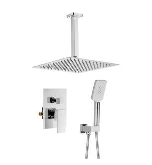 KIBI USA KSF412CH Cube Pressure Balanced Ceiling Mounted 2 Function Shower System with Rough In Valve in Chrome