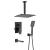 KIBI USA KSF413MB Cube Pressure Balanced Ceiling Mounted 3 Function Shower System with Rough In Valve in Matte Black