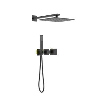 KIBI USA KSF414MB Cube 2 Function Thermostatic Shower System With Rough In Valve in Matte Black