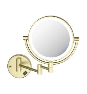 KIBI USA KMM101BG Circular LED Wall Mount Magnifying Makeup Mirror in Brushed Gold