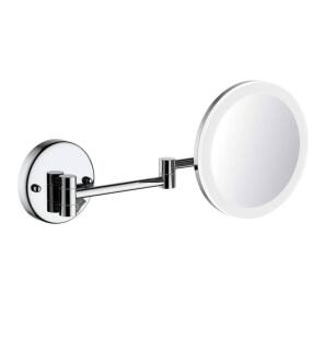KIBI USA KMM102CH Circular LED Wall Mount One Side 5x Magnifying Makeup Mirror in Chrome