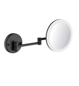 KIBI USA KMM102MB Circular LED Wall Mount One Side 5x Magnifying Makeup Mirror in Matte Black