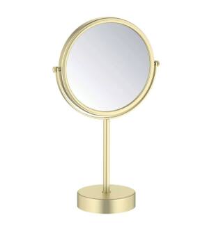 KIBI USA KMM103BG Circular Free Standing Magnifying Makeup Mirror in Brushed Gold