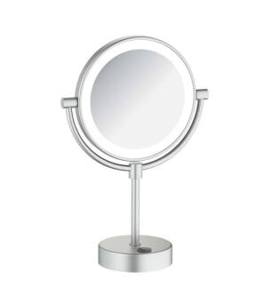 KIBI USA KMM104BN Circular LED Free Standing Magnifying Makeup Mirror in Brushed Nickel