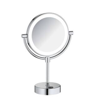 KIBI USA KMM104CH Circular LED Free Standing Magnifying Makeup Mirror in Chrome