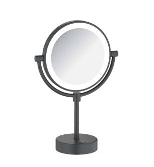 KIBI USA KMM104MB Circular LED Free Standing Magnifying Makeup Mirror in Matte Black