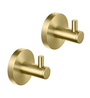 KIBI USA KBA1401BG-2PC Circular Bathroom Towel & Robe Hook 2 Piece in Brushed Gold