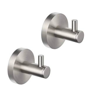KIBI USA KBA1401BN-2PC Circular Bathroom Towel & Robe Hook 2 Piece in Brushed Nickel