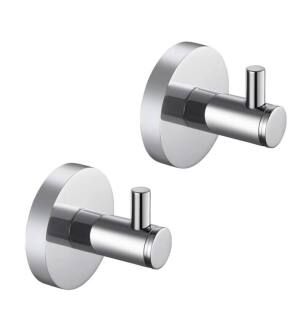 KIBI USA KBA1401CH-2PC Circular Bathroom Towel & Robe Hook 2 Piece in Chrome