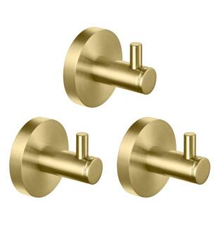 KIBI USA KBA1401BG-3PC Circular Bathroom Towel & Robe Hook 3 Piece in Brushed Gold