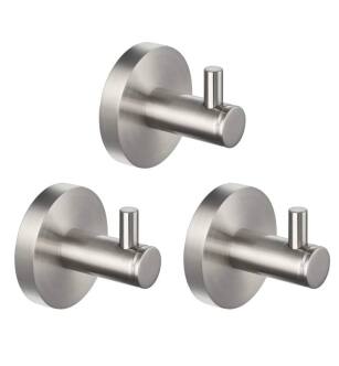 KIBI USA KBA1401BN-3PC Circular Bathroom Towel & Robe Hook 3 Piece in Brushed Nickel