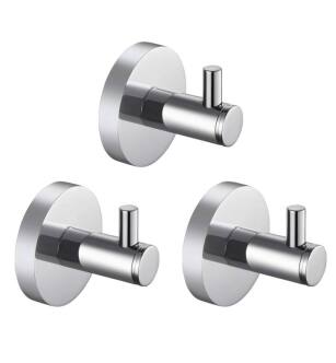 KIBI USA KBA1401CH-3PC Circular Bathroom Towel & Robe Hook 3 Piece in Chrome