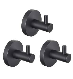 KIBI USA KBA1401MB-3PC Circular Bathroom Towel & Robe Hook 3 Piece in Matte Black