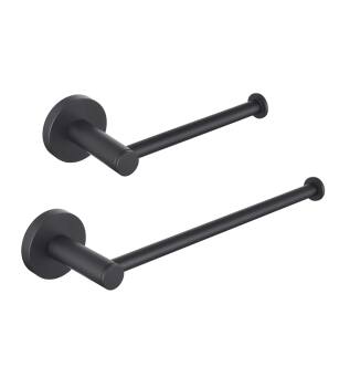 KIBI USA C-KBA14-2MB-1 Circular 2 Piece Bathroom Hardware Set in Matte Black