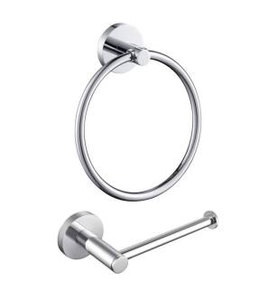 KIBI USA C-KBA14-2CH-2 Circular 2 Piece Bathroom Hardware Set in Chrome