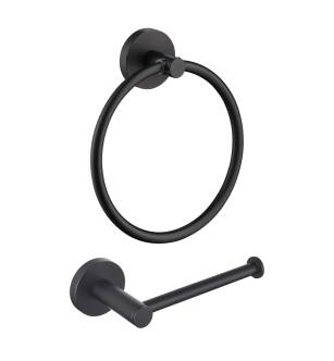 KIBI USA C-KBA14-2MB-2 Circular 2 Piece Bathroom Hardware Set in Matte Black
