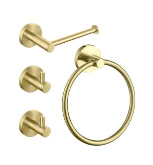 KIBI USA C-KBA14-4BG-1 Circular 4-Piece Bathroom Hardware Set in Brushed Gold