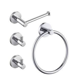 KIBI USA C-KBA14-4CH-1 Circular 4-Piece Bathroom Hardware Set in Chrome