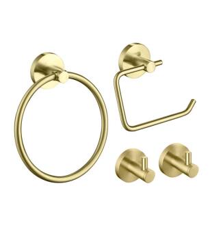 KIBI USA C-KBA14-4BG-2 Circular 4-Piece Bathroom Hardware Set in Brushed Gold