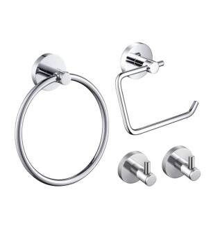 KIBI USA C-KBA14-4CH-2 Circular 4-Piece Bathroom Hardware Set in Chrome