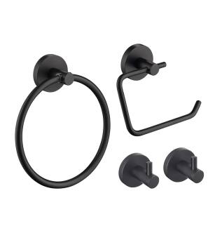 KIBI USA C-KBA14-4MB-2 Circular 4-Piece Bathroom Hardware Set in Matte Black