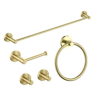 KIBI USA C-KBA14-5BG-1 Circular 5-Piece Bathroom Hardware Set in Brushed Gold