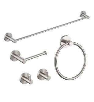 KIBI USA C-KBA14-5BN-1 Circular 5-Piece Bathroom Hardware Set in Brushed Nickel