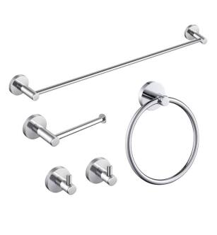 KIBI USA C-KBA14-5CH-1 Circular 5-Piece Bathroom Hardware Set in Chrome