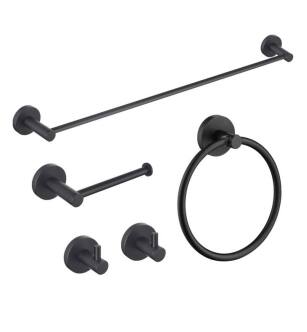 KIBI USA C-KBA14-5MB-1 Circular 5-Piece Bathroom Hardware Set in Matte Black