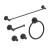 KIBI USA C-KBA14-5MB-1 Circular 5-Piece Bathroom Hardware Set in Matte Black